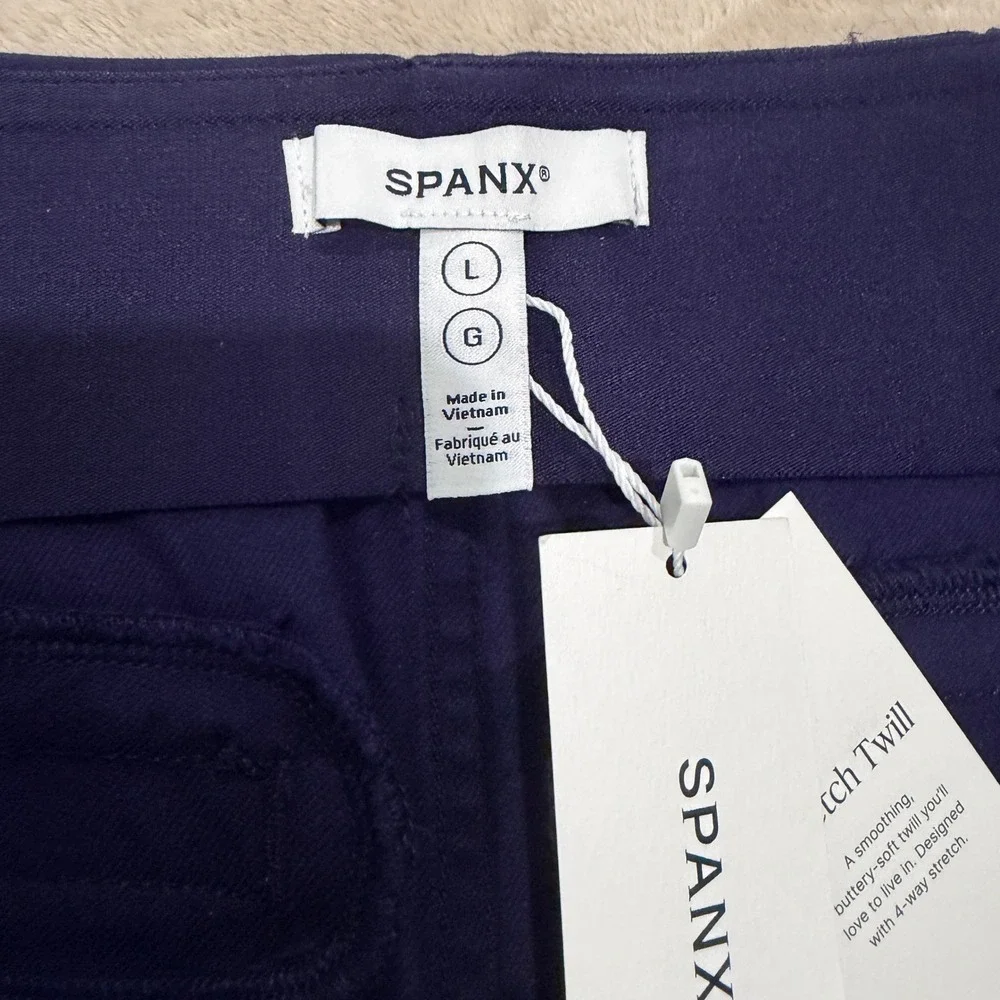 NEW Spanx Stretch Twill Mini Skirt Lapis Blue 21056R Womens Large‎ NWT